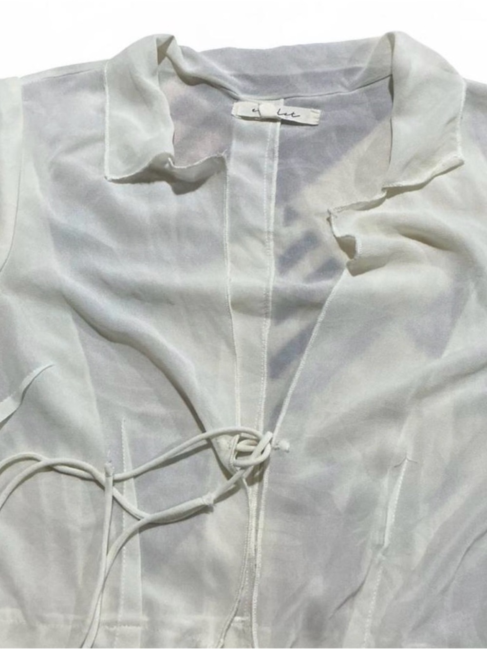 Et Clet Sheer White Tie-Front Blouse Festival Cover Up Women’s sz S summer
